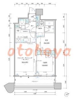 防音室のある楽器可 賃貸物件 2 LDK 32.5万円の図面１