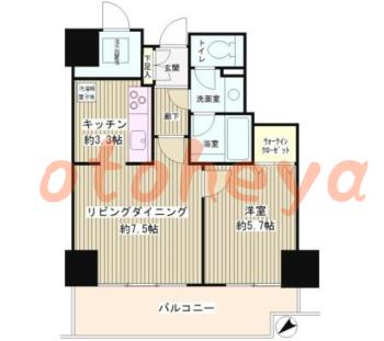 楽器可の賃貸物件 1 LDK 19.6万円の図面１