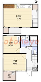 楽器可の賃貸物件 2 SLDK 17万円の図面１