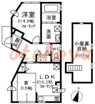 楽器可の賃貸物件 1 LDK 9万円の図面１