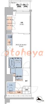 防音室のある楽器可 賃貸物件 1 DK 13.5万円の図面１
