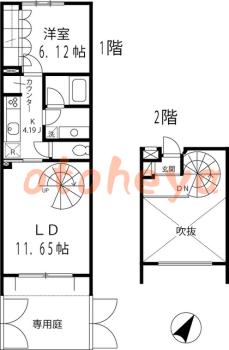 グランドピアノ可の賃貸物件 1 LDK 14.5万円の図面１