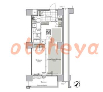 楽器可の賃貸物件 1 LDK 19.6万円の図面１