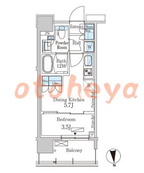 防音室のある楽器可 賃貸物件 1 DK 13万円の図面１