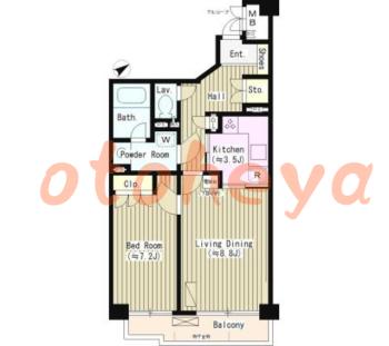 楽器可の賃貸物件 1 LDK 16.6万円の図面１