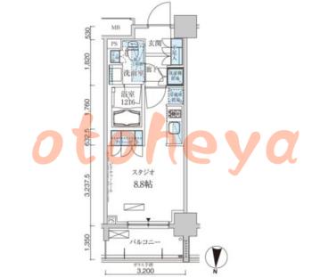 楽器可の賃貸物件 1 R 9.9万円の図面１
