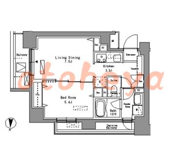 楽器可の賃貸物件 1 LDK 16万円の図面１