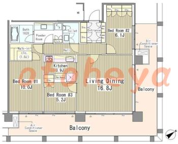 楽器可の賃貸物件 3 LDK 71万円の図面１