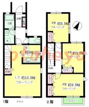 楽器可の賃貸物件 3 LDK 27万円の図面１