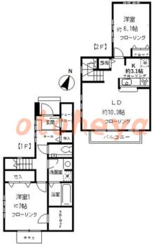 グランドピアノ可の賃貸物件 2 LDK 21.5万円の図面１