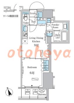 楽器可の賃貸物件 1 LDK 18万円の図面１