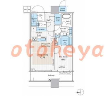 楽器可の賃貸物件 1 LDK 32.4万円の図面１