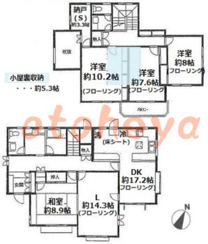 防音室のある楽器可 賃貸物件 4 SLDK 19.8万円の図面１