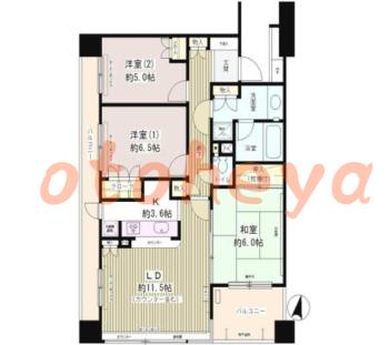 楽器可の賃貸物件 3 LDK 16.5万円の図面１