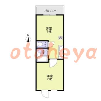 防音室のある楽器可 賃貸物件 1 DK 8.5万円の図面１