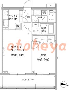 防音室のある楽器可 賃貸物件 1 LDK 15.8万円の図面１