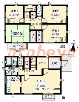 防音室のある楽器可 賃貸物件 4 LDK 14.5万円の図面１