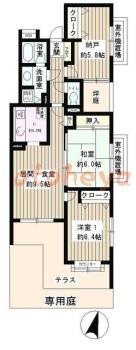 楽器可の賃貸物件 2 SLDK 16万円の図面１