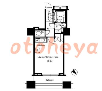 楽器可の賃貸物件 1 R 15.3万円の図面１