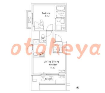 防音室のある楽器可 賃貸物件 1 LDK 16.5万円の図面１