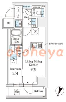 グランドピアノ可の賃貸物件 1 LDK 12.2万円の図面１