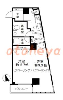 防音室のある楽器可 賃貸物件 2 K 15.9万円の図面１