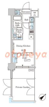 防音室のある楽器可 賃貸物件 1 DK 13.1万円の図面１