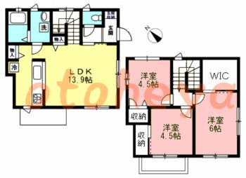 グランドピアノ可の賃貸物件 3 LDK 22万円の図面１