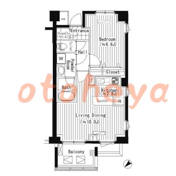 グランドピアノ可の賃貸物件 1 LDK 19.6万円の図面１