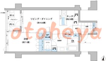 防音室のある楽器可 賃貸物件 1 LDK 18.7万円の図面１