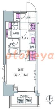 楽器可の賃貸物件 1 K 10.6万円の図面１