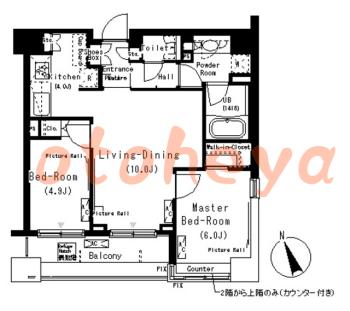 防音室のある楽器可 賃貸物件 2 LDK 30万円の図面１