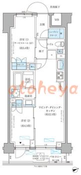 防音室のある楽器可 賃貸物件 2 LDK 32.3万円の図面１
