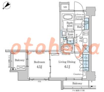 楽器可の賃貸物件 1 LDK 15.2万円の図面１