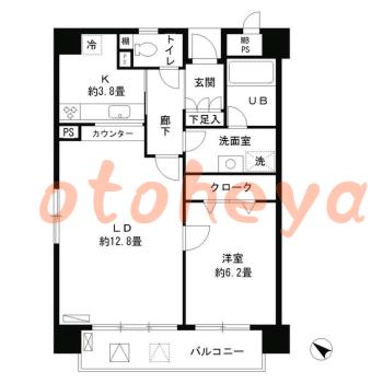 楽器可の賃貸物件 1 LDK 22.9万円の図面１