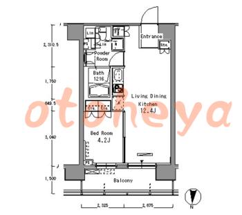 楽器可の賃貸物件 1 LDK 14.5万円の図面１