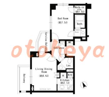 楽器可の賃貸物件 1 LDK 17万円の図面１