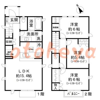 防音室のある楽器可 賃貸物件 3 SLDK 21.3万円の図面１