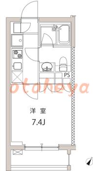 楽器可の賃貸物件 1 K 8.5万円の図面１