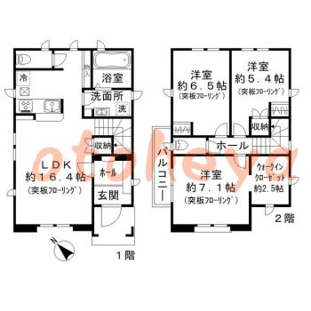 楽器可の賃貸物件 3 LDK 16万円の図面１