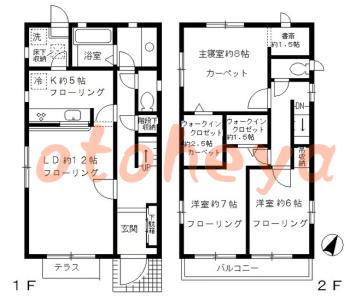 楽器可の賃貸物件 3 LDK 26万円の図面１