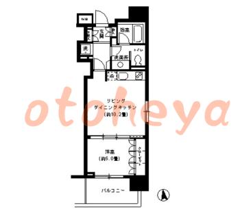 防音室のある楽器可 賃貸物件 1 LDK 19.6万円の図面１