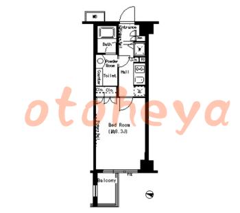 防音室のある楽器可 賃貸物件 1 K 12.3万円の図面１