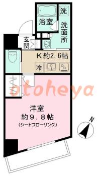 防音室のある楽器可 賃貸物件 1 K 13.9万円の図面１