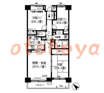 防音室のある楽器可 賃貸物件 3 LDK 17.6万円の図面１
