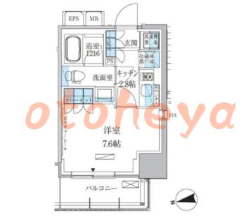 グランドピアノ可の賃貸物件 1 K 10.6万円の図面１
