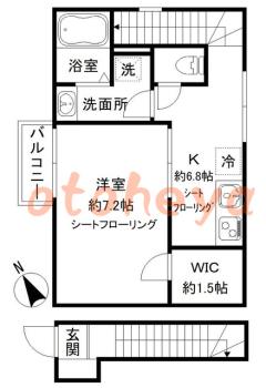 防音室のある楽器可 賃貸物件 1 K 9.2万円の図面１