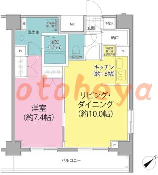 防音室のある楽器可 賃貸物件 1 LDK 14.5万円の図面１