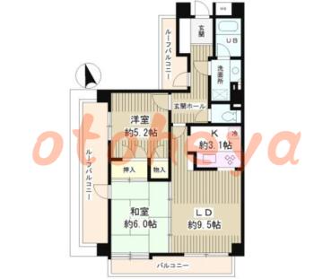 防音室のある楽器可 賃貸物件 2 LDK 18.9万円の図面１