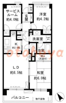 楽器可の賃貸物件 2 SLDK 18万円の図面１